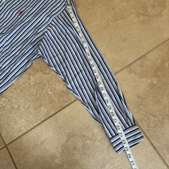 Ralph Lauren Blake Button Down Shirt Mens Size Large Cotton Blue Striped - Picture 10 of 10